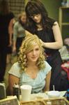 Cassie Osborn, freshman social work major, and Abigail Ebensberger, freshman Christian studies major, prepare back stage before the student one act plays. - Photo by Ryan Oetting