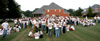 Freshmen gathered at President Dockery's house for an Ice Cream social during FOCUS 2003. - Photo by Justin Veneman