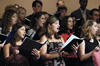 8/29/03 - During Fall Convocation 2003, the Choral Union performs <i>In Christ Alone</i>, a new anthem written by Professor of Music Dr. Ronald Boud.