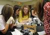 Tamara Popplewell, instructor of biology, helps her students with a biology lab experiment.  - Photo by Morris Abernathy
