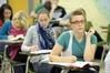 Students listen and take notes during Dr. Hal Poe's New Testament class.  - Photo by Morris Abernathy