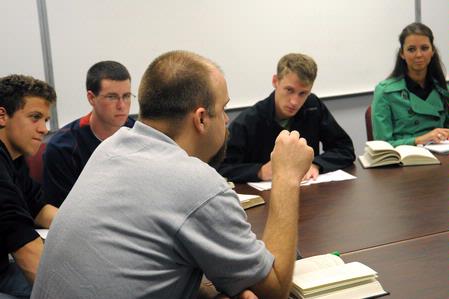 Dr. Micah Watson, assistant professor of political science, teaches a class. 