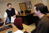 Dr. Jan Wilms, professor of computer science and department chair, talks to a student about an assignment. - Photo by Morris Abernathy