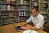 John Winfree, junior Christian studies major, studies in the library. - Photo by Morris Abernathy