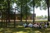 Dr. Keith Bates's class meets outside by the Aquatic Center.  - Photo by Morris Abernathy