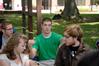 Hunter Bragg, junior history major, participates in class discussion during an outside class meeting.  - Photo by Morris Abernathy