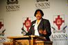 Jacqueline Taylor, assistant dean of students and director of career services/student services, gives an introduction to the Third Annual Black History Month program. - Photo by Morris Abernathy