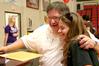 Gary Williams, associate vice president for university relations and alumni services, greets incoming freshman Chelsea Carrier from Morristown, Tenn. with an embrace. - Photo by Deanna Santangelo