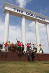 Freshmen enjoy an eventful day in Jackson while trying to complete their Focus Scavenger Hunt. They found the first item: The Columns.  - Photo by Ebbie Davis