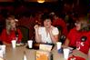 Ashley Blair, assistant professor of communication arts, laughs with incoming freshmen at the Dinner with your Department event. - Photo by Deanna Santangelo