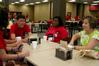 Pamela Binns-Turner, associate professor of nursing, talks with incoming freshmen about the nursing department at the annual Dinner with your Department event.  - Photo by Deanna Santangelo