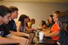 New students get to know each other through Focus Groups in a "speed dating" game. - Photo by Victoria Stargel