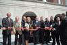 Those who had a role in the planning and construction of Providence Hall as well as prominent members of the Jackson and Union community participate in the ribbon-cutting during the dedication ceremony.  - Photo by Morris Abernathy