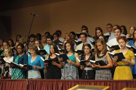 The 90 voice Union University Choir sings at the Fall Convocation service.