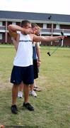 Chris Alsup, sophomore nursing major, competes in the archery challenge at the Watters Great Outdoors event. - Photo by Deanna Santangelo