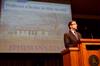 Taylor Worley, associate dean for spiritual life and assistant professor of Christian thought & tradition, speaks in chapel.
 - Photo by Ebbie Davis