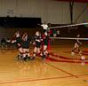 The Lady Bulldog volleyball team celebrates scoring against Martin Methodist. - Photo by Deanna Santangelo