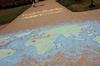 During the annual Global Outreach Week the sidewalk heading toward the SUB was decorated with a map of the world. Stars indicate where this year's GO Trip destinations are.  - Photo by Ebbie Davis
