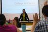 Reneé Jones, assistant director of Recruitment & Information Technology speaks with students about the transition from college to career.  - Photo by Abigail Harris