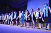 The women of Kappa Delta perform "Snow" from the movie  White Christmas for the holiday themed All-Sing event. Their act included clips from the film to introduce their next song.  - Photo by Victoria Stargel