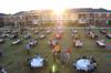 Union students and their families enjoy the annual Family Weekend Chi Omega Make-A-Wish cookout on the lawn in the Grace Quad. - Photo by Victoria Stargel