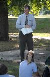 Bobby Rogers, professor of English, teaches class outside on a nice Fall day.  - Photo by Morris Abernathy