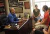 George Guthrie, Benjamin W. Perry Professor of Bible, meets with a group of students in his office.  - Photo by Morris Abernathy