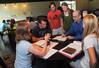George Guthrie (second from right), Benjamin W. Perry Professor of Bible, holds a discussion with students in Barefoots Joe.  - Photo by Morris Abernathy