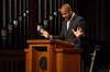 Bryan Loritts, lead pastor of Fellowship Bible Church of Memphis, speaks to Union students during the annual Faith in Practice chapel series. - Photo by Ebbie Davis