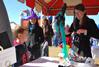 Rebekah Montgomery, senior physics major, makes balloon animals for children during Arts in the Park on the great lawn. All donations at the balloon booth went to the International Justice Mission. - Photo by Abigail Harris