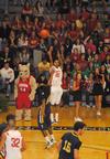 11/6/10 - Stan McNeil goes up for a shot as the homecoming crowd watches. The Bulldogs were victorious over Truett-McConnell College 79-69.