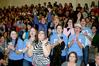 Zeta Tau Alpha sorority sisters cheer as Emily Logan, senior music performance major and a fellow ZTA, is crowned homecoming queen. - Photo by Deanna Santangelo