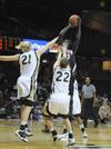 11/313/10 - Zeinab Chan shoots for two in the exhibition game against the Vanderbilt Lady Commodores. 
