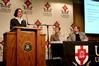 Jennifer Gruenke, associate professor of biology and director of the Hammons Center for Scientific Study, speaks on the scientific alternatives to organ transplants. - Photo by Deanna Santangelo