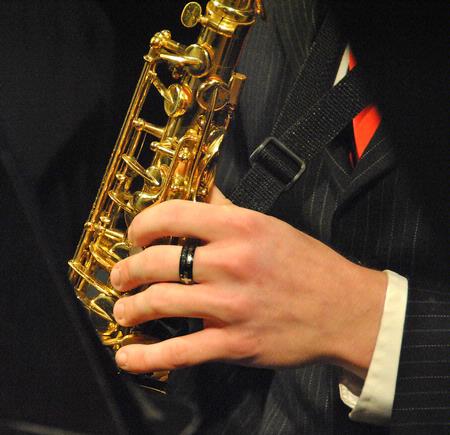 Ethan Giles, junior Christian studies major, plays alto saxophone in Union's Jazz Band.
