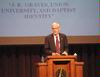James A. Patterson, associate dean of the school of theology & missions, speaks about the history of Union during Founders Day Chapel. - Photo by Morris Abernathy