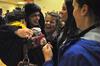 A group of students greet each other after the Christmas break and January term at the annual Holla Back party. - Photo by Victoria Stargel