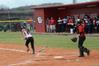 02/48/11 - Ali Bozza, junior athletic training major, runs to first after batting for the Lady Bulldogs. The team won both games in a double header against Christian Brothers University. 
