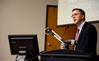 Justin Barnard, director of Carl F H Henry center for Christian leadership, makes introductions at the Town & Gown lecture series.  - Photo by Deanna Santangelo