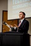 Justin Barnard, director of Carl F H Henry center for Christian leadership, makes introductions at the Town & Gown lecture series. - Photo by Deanna Santangelo
