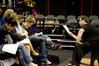 Kevin Anderton, visiting director, discusses the script for the upcoming play, "The Winter's Tale," with the actors. The show will run March 10-15. - Photo by Deanna Santangelo