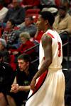 02/34/11 - C.J. Davis, sophomore guard, takes a quick breather during the game against Bethel University, which The Bulldogs won 77-75. 