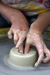 Rachel Moore, junior art major, works on her ceramics project.  - Photo by Ebbie Davis