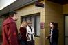 Lily Coursey, sophomore elementary ed. major, gives a tour to a visiting group of prospective students. She explains all the different ways they can get involved in student life organizations.  - Photo by Ebbie Davis
