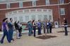 Prospective students and their families stand outside of Jennings Hall during a tour of the campus on a Preview Day.  - Photo by Beth Spain