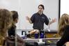 Fonsie Guilaran, associate professor of physics, gives instructions before a physics lab assignment.  - Photo by Kristi McMurry
