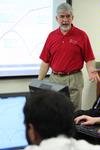 Bill Nettles, professor of physics and department chair, teaches a class in the new physics lab. - Photo by Kristi McMurry