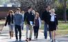 Student Ambassador Elaura Highfield, junior history major, guides prospective students on a tour of the Union University campus.  - Photo by Victoria Stargel