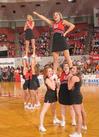 The Union cheerleaders keep the crowd pumped during a break in game one of the NAIA National Championship. - Photo by Morris Abernathy