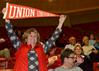 Crickett Tharp, Union booster, holds her banner in support of the Lady Bulldogs. - Photo by Beth Spain